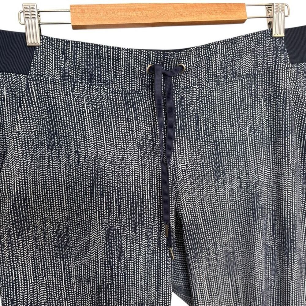 Athleta Batik Midtown Visit Blue Spot Ankle Pants Joggers Blue & White Size 12 - Picture 3 of 5